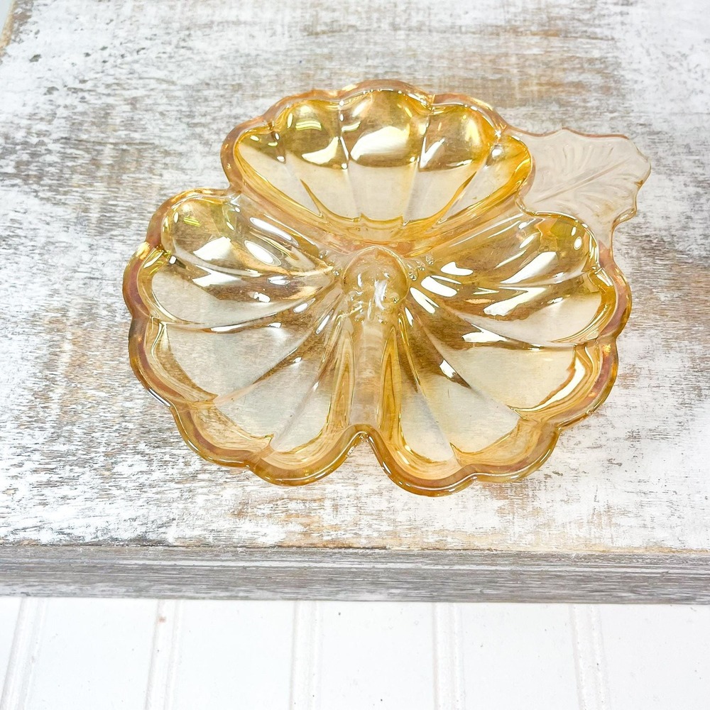 Vintage Marigold Iridescent Depression Glass Bowl - Ornate Footed Design‎